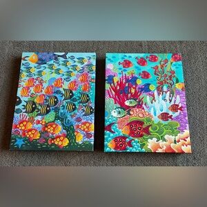Bed Bath & Beyond Set of Two Framed Fish Themed Canvas Wall Art